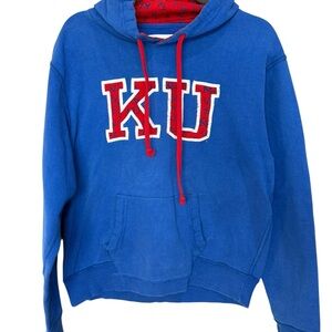 Blue KU Hoodie with Red Accents Size large Kansas Jayhawks